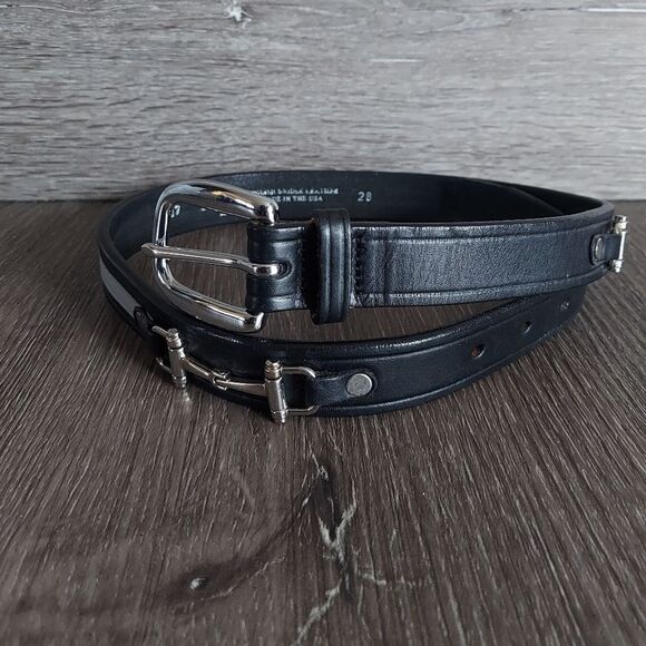 Vintage Tory Black English Bridle Leather Horse Bit and Ribbon Belt Size 28 - Picture 1 of 8